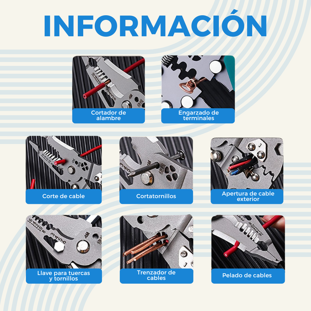 Funciones de la pinza pelacables multifunci&oacute;n